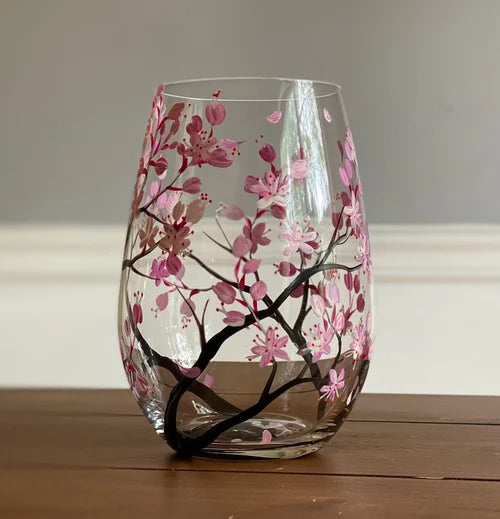 Junips | Hand Painted Four Seasons Tree Wine Glasses | Unique Art
