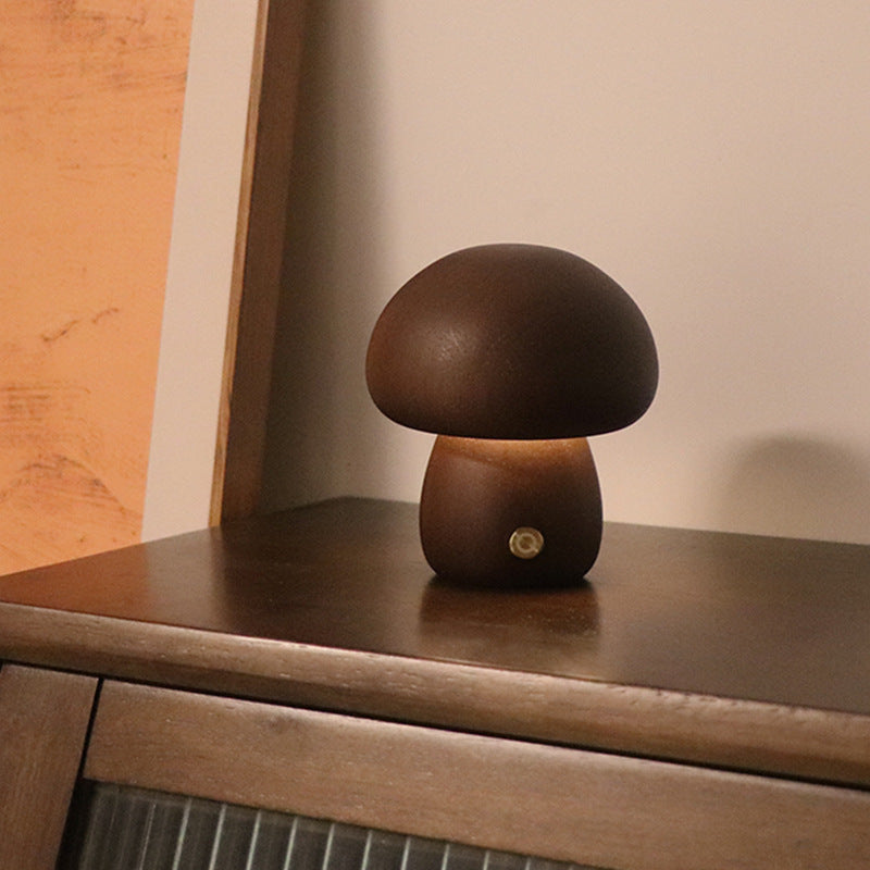 Junips | LumoNight Wooden Mushroom Night Light – LED Bedside Lamp with Touch Control