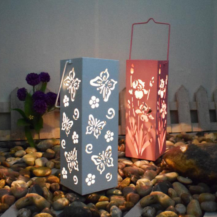Junips | Solar Butterfly Rose Pattern Hollow Column LED Outdoor Waterproof Decorative Lamp