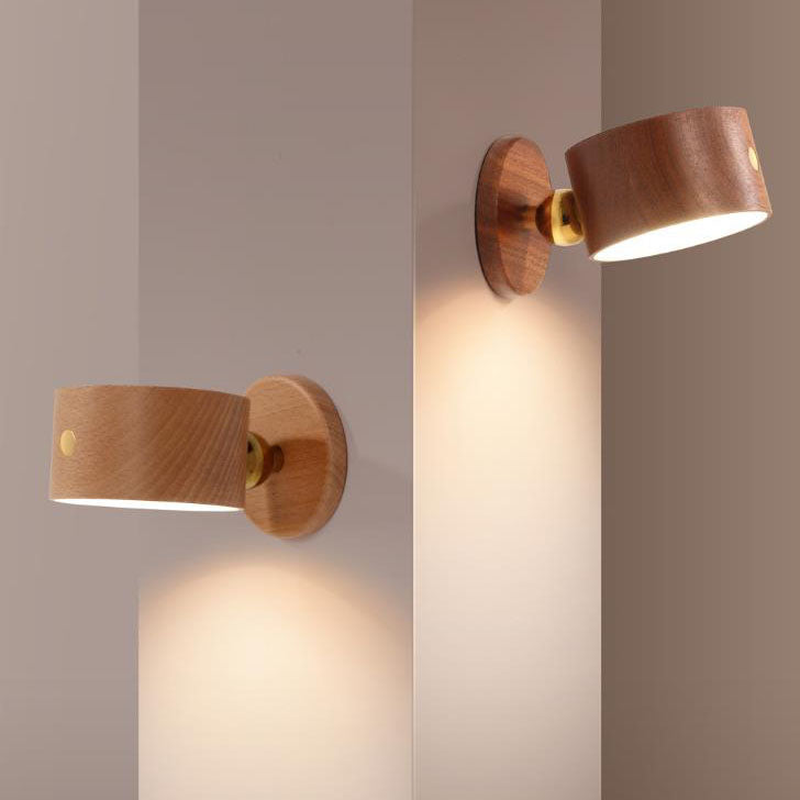 Junips | Simple wood USB rechargeable touch magnet LED night light wall sconce lamp