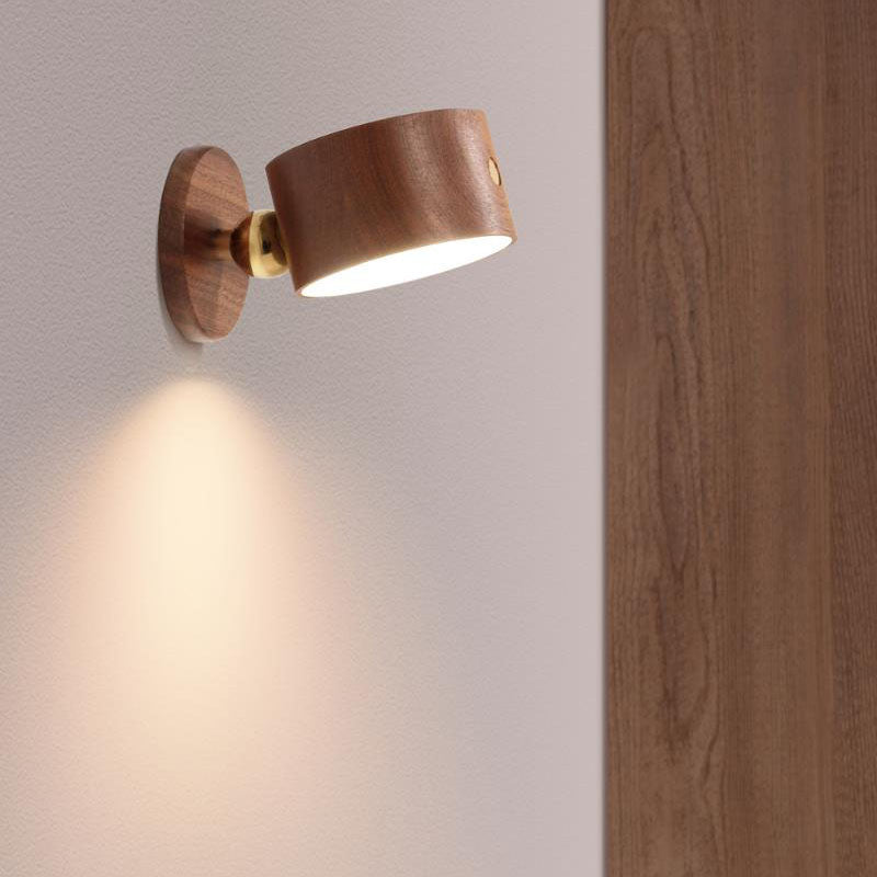 Junips | Simple wood USB rechargeable touch magnet LED night light wall sconce lamp