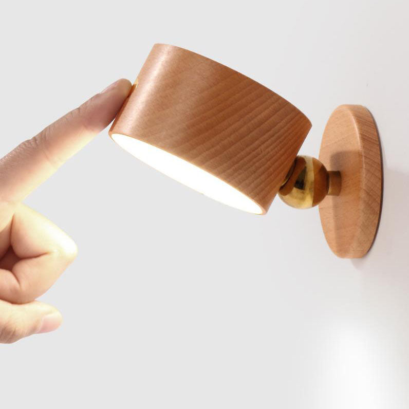 Junips | Simple wood USB rechargeable touch magnet LED night light wall sconce lamp