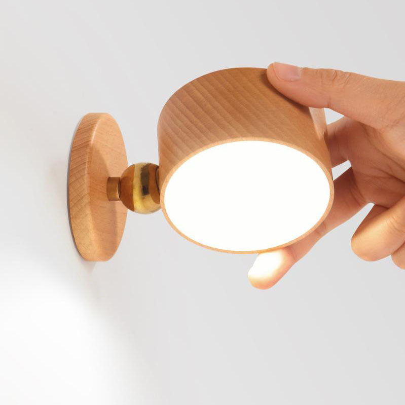 Junips | Simple wood USB rechargeable touch magnet LED night light wall sconce lamp