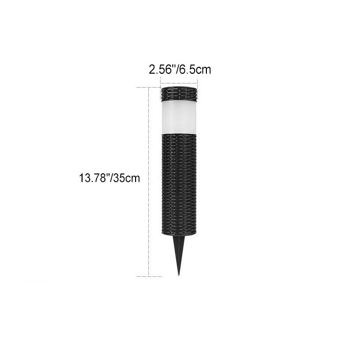 Junips | Outdoor Solar Rattan Cylindrical LED Garden Lawn In-ground Landscape Light