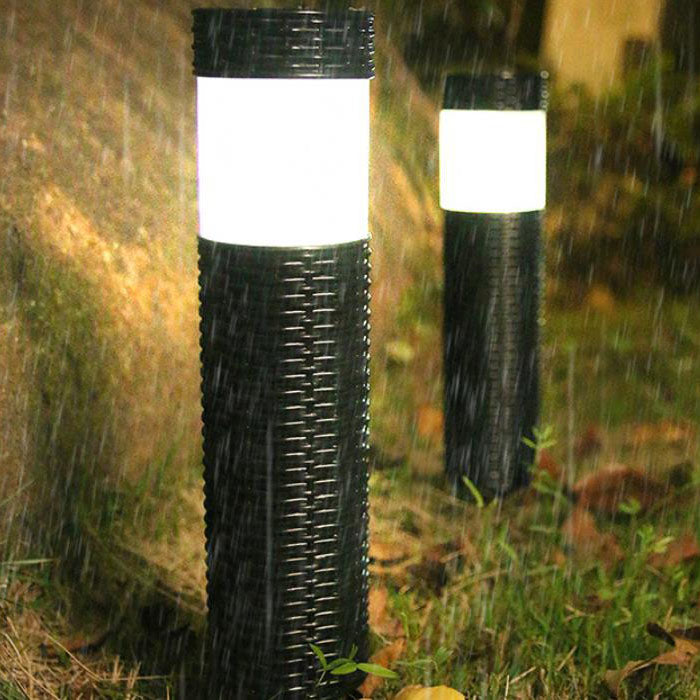 Junips | Outdoor Solar Rattan Cylindrical LED Garden Lawn In-ground Landscape Light