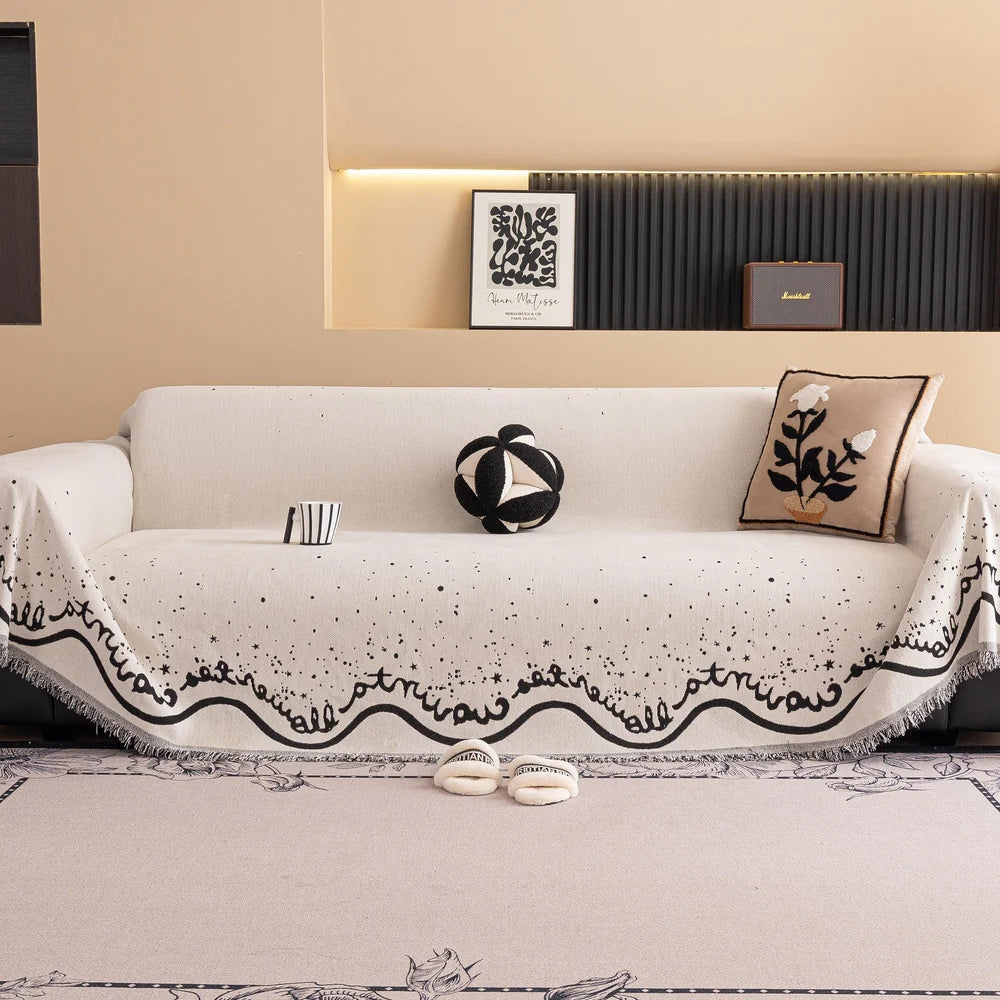 Junips | Cursive Glittering Chenille Sofa Cover