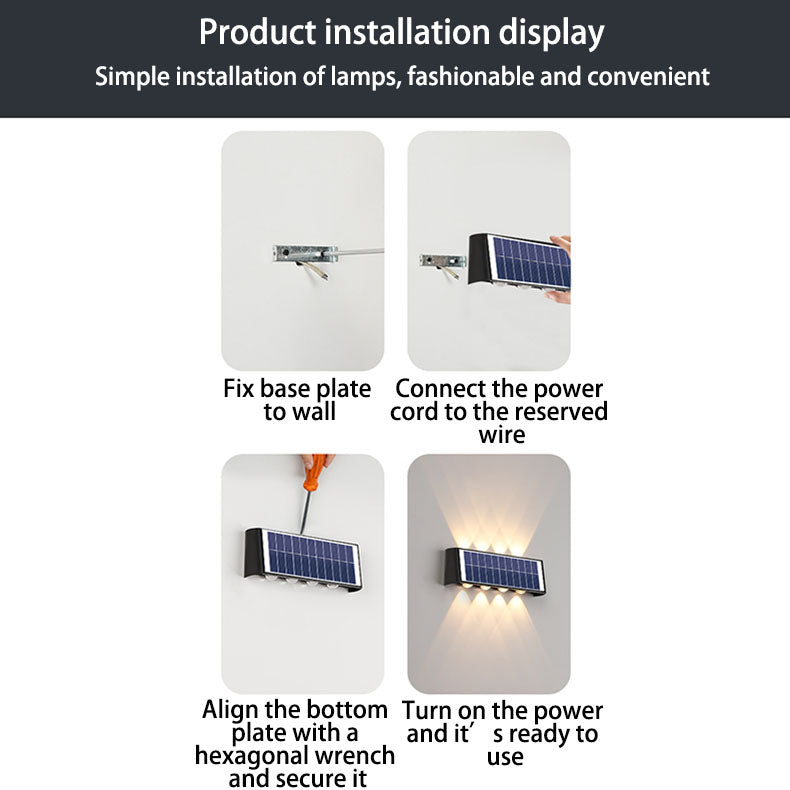 Junips | Modern Simplicity Solar Waterproof Rectangular ABS PMMA LED Wall Light Lamp For Outdoor Patio