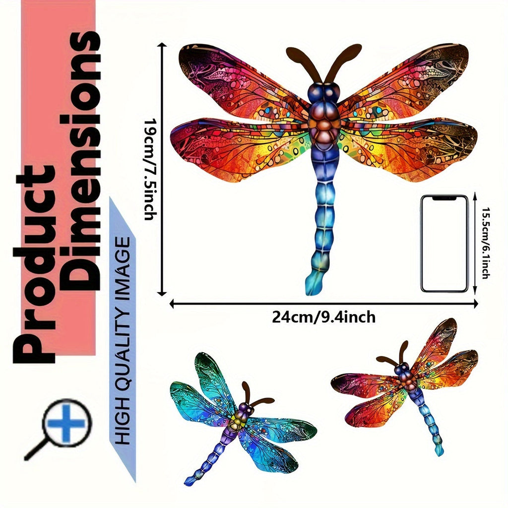 Junips | 1/2 piece vibrant dragonfly wall art made of metal – artistic outdoor decoration for gardens, homes, and events – durable, versatile, and eye-catching – a perfect gift idea for any occasion