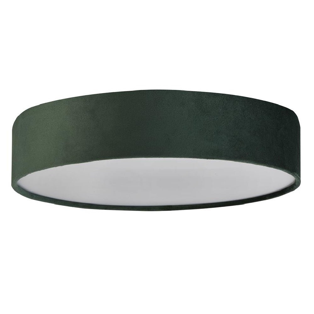 Junips | Green Velvet & Opal Diffuser Vintage Round Flush Drum Light 38cm