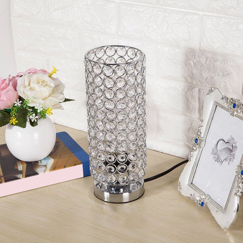 Junips | Crystal Table Lamp - Modern Night Light with Chrome Finish