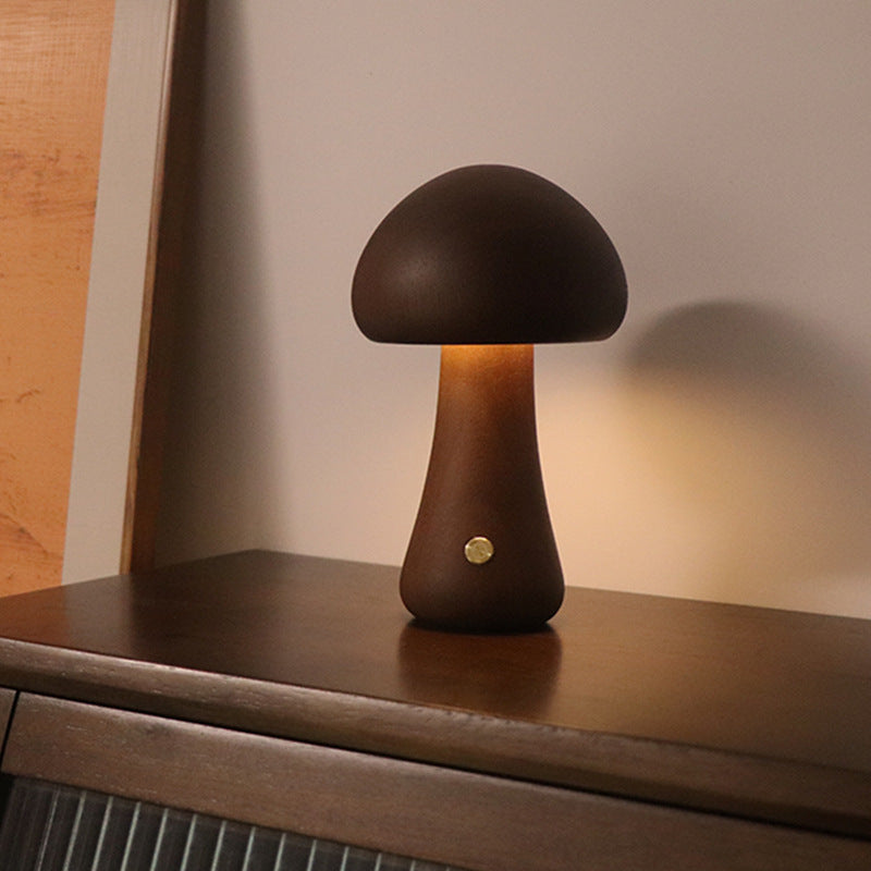 Junips | LumoNight Wooden Mushroom Night Light – LED Bedside Lamp with Touch Control