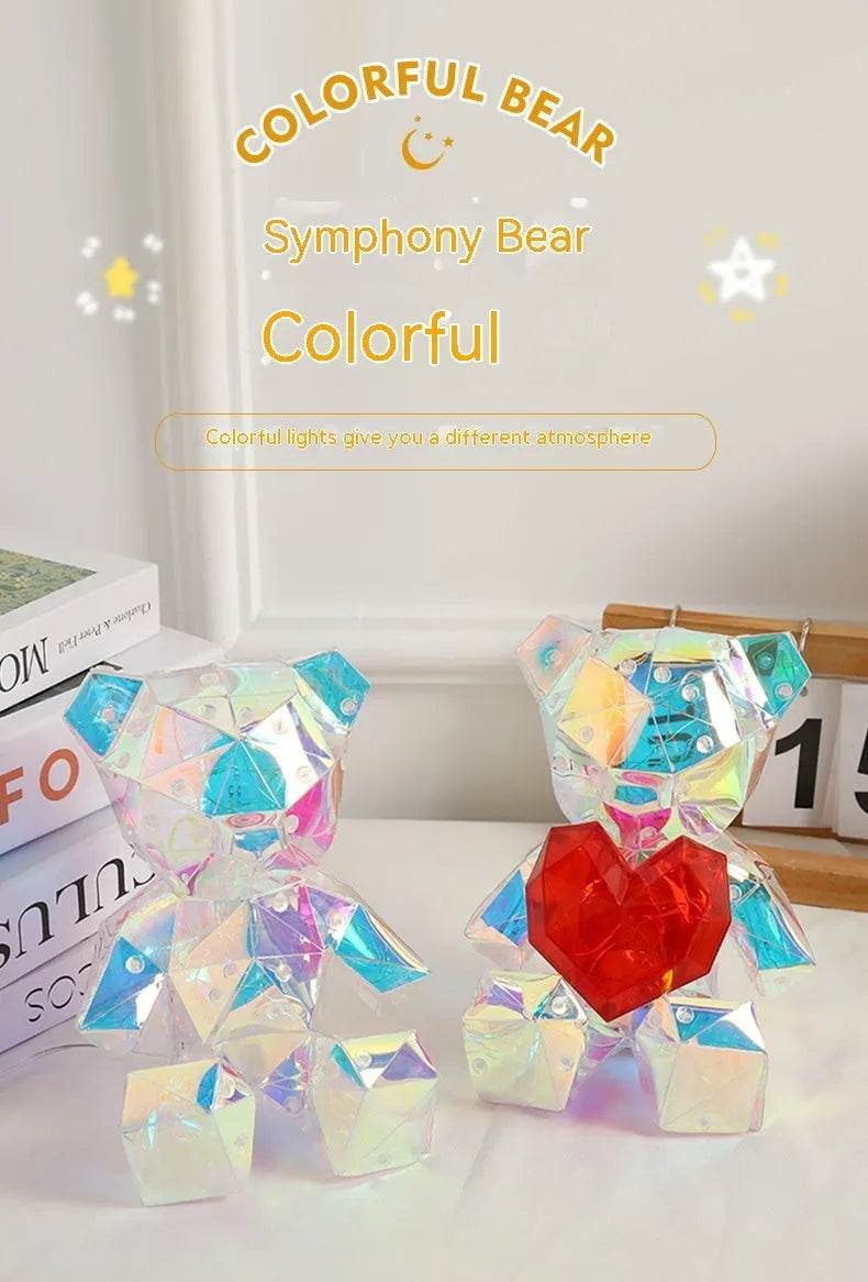 Junips | Laser Cross-border Colorful Bear Birthday Christmas Gift Diy Decoration Valentine's Day Gift Bear Night Light