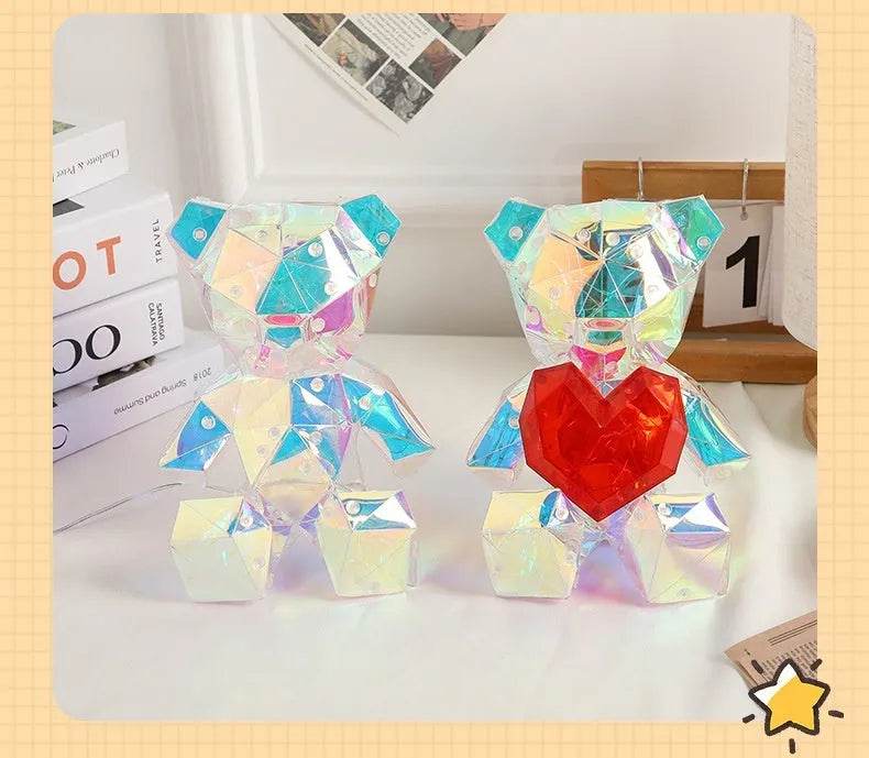 Junips | Laser Cross-border Colorful Bear Birthday Christmas Gift Diy Decoration Valentine's Day Gift Bear Night Light