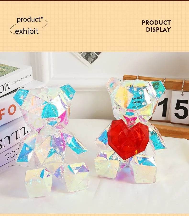 Junips | Laser Cross-border Colorful Bear Birthday Christmas Gift Diy Decoration Valentine's Day Gift Bear Night Light