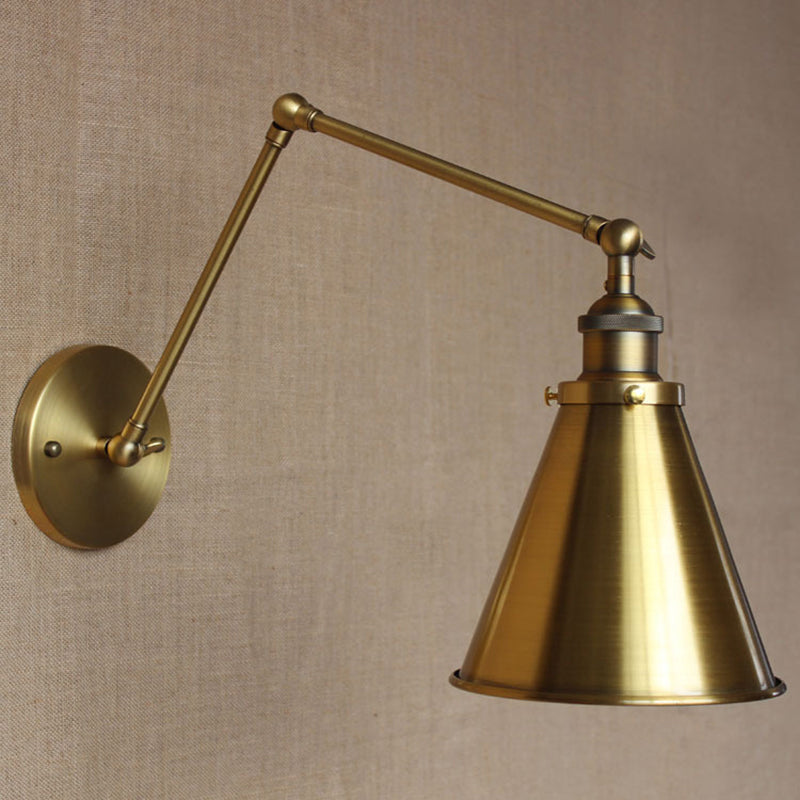 Junips | Cone-shaped Shade Iron Wall Mount Light Antique 1 Bulb Bedroom Wall Lighting Fixture