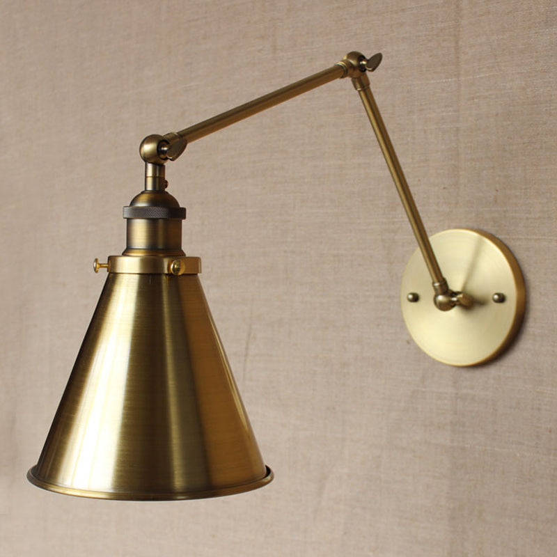 Junips | Cone-shaped Shade Iron Wall Mount Light Antique 1 Bulb Bedroom Wall Lighting Fixture