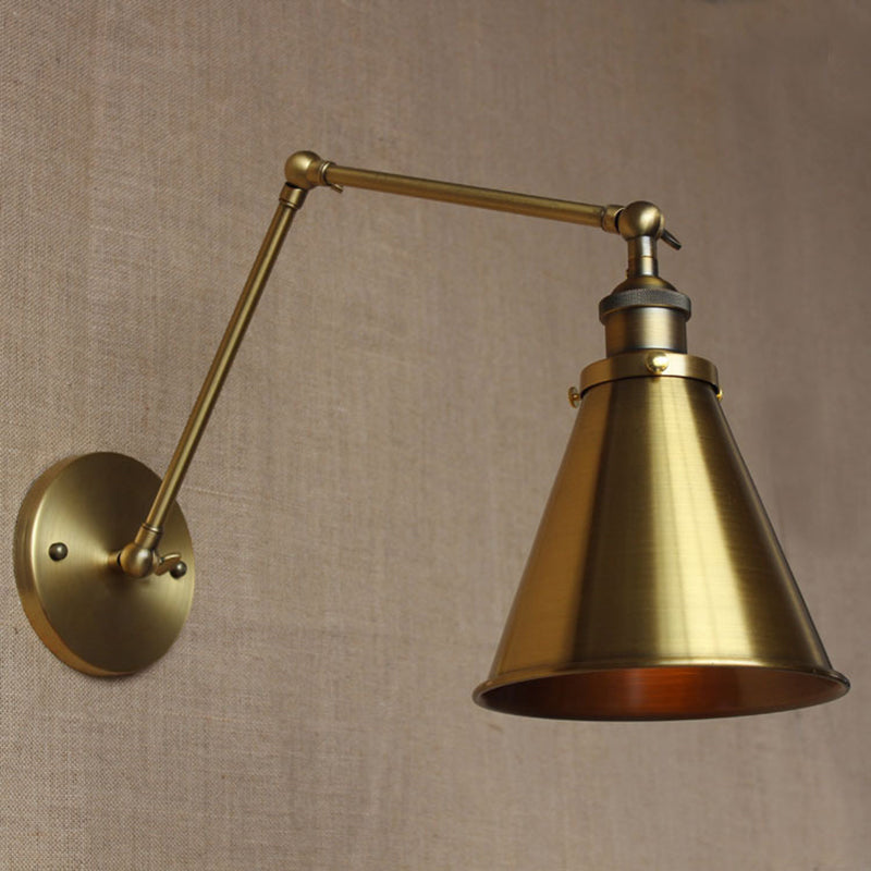 Junips | Cone-shaped Shade Iron Wall Mount Light Antique 1 Bulb Bedroom Wall Lighting Fixture