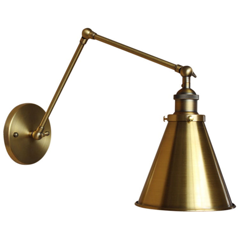 Junips | Cone-shaped Shade Iron Wall Mount Light Antique 1 Bulb Bedroom Wall Lighting Fixture