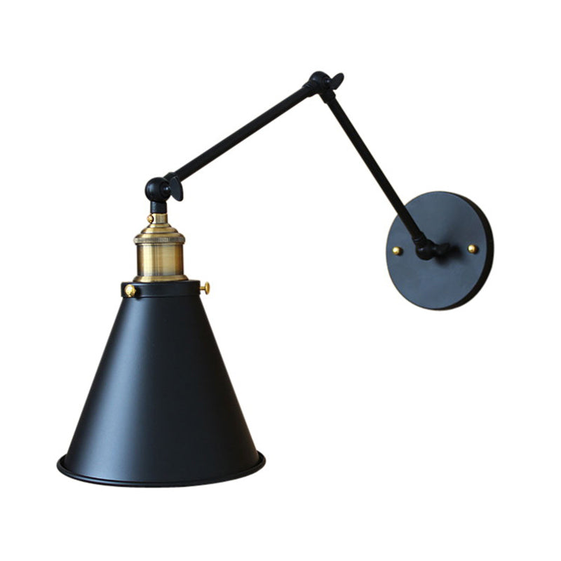 Junips | Cone-shaped Shade Iron Wall Mount Light Antique 1 Bulb Bedroom Wall Lighting Fixture