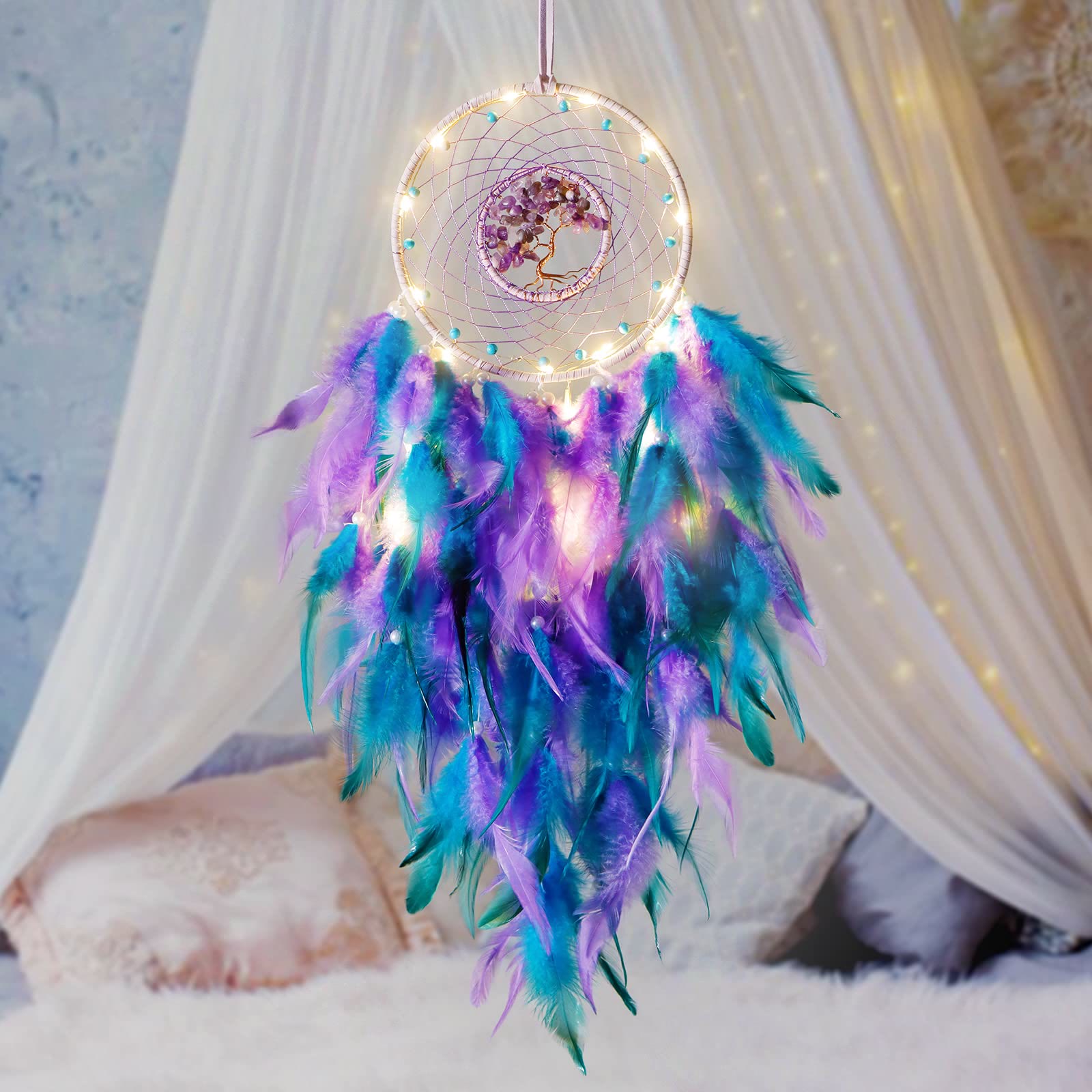 Junips | Frendorf Crystal Tree of Life Feather Glow Dreamcatcher
