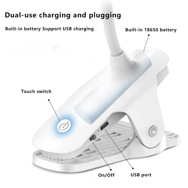 Junips | Simple LED Clip Desk Lamp Rechargeable Eye Protection Night Light