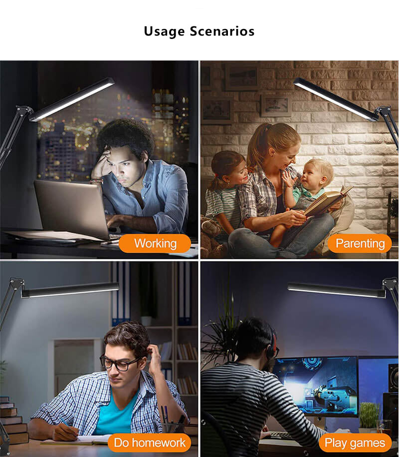 Junips | LED Foldable Long Arm Clip Eye Protection USB Reading Table Lamp