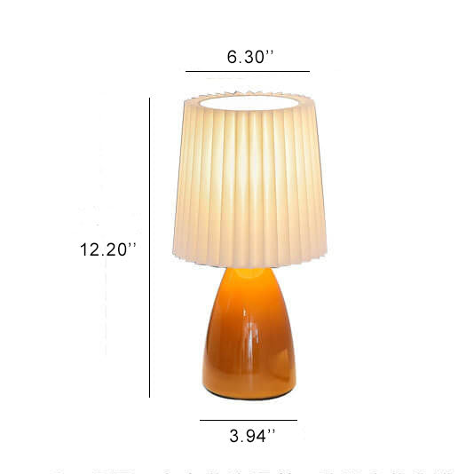 Junips | Scandinavian Retro Table Lamp with Pleated Shade and Glass Base