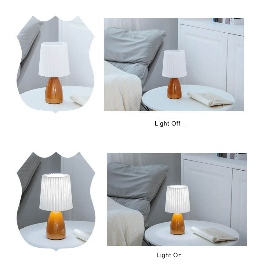 Junips | Scandinavian Retro Table Lamp with Pleated Shade and Glass Base