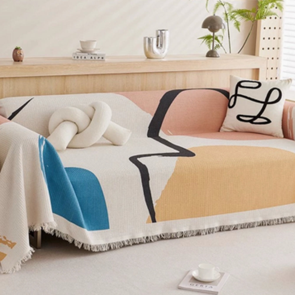 Junips | Lumiere Abstract Tasseled Sofa Cover