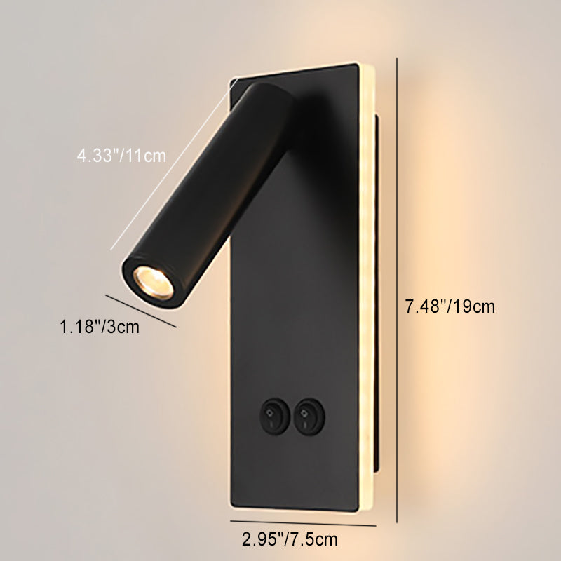 Junips | Modern Minimalistic Rectangular Round Iron Aluminum LED Wall Lamp For Bedroom