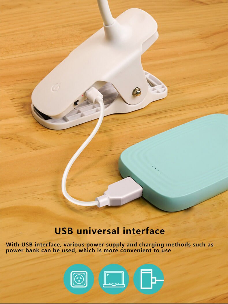 Junips | Simple LED Clip Desk Lamp Rechargeable Eye Protection Night Light