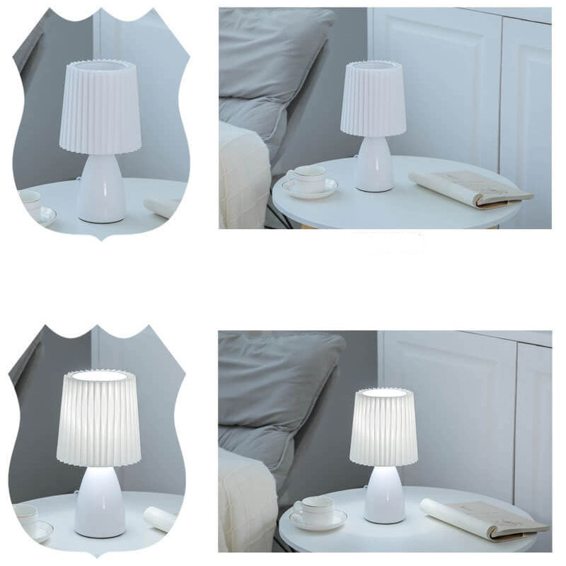 Junips | Scandinavian Retro Table Lamp with Pleated Shade and Glass Base
