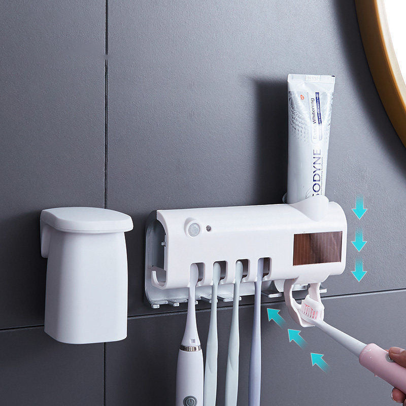 Junips | Smart UV Light Sterilizer Toothbrush Holder, Wall Mounted Toothpaste Dispenser
