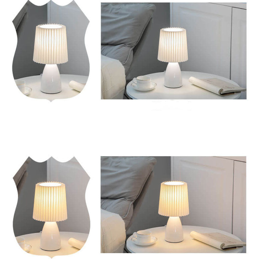 Junips | Scandinavian Retro Table Lamp with Pleated Shade and Glass Base