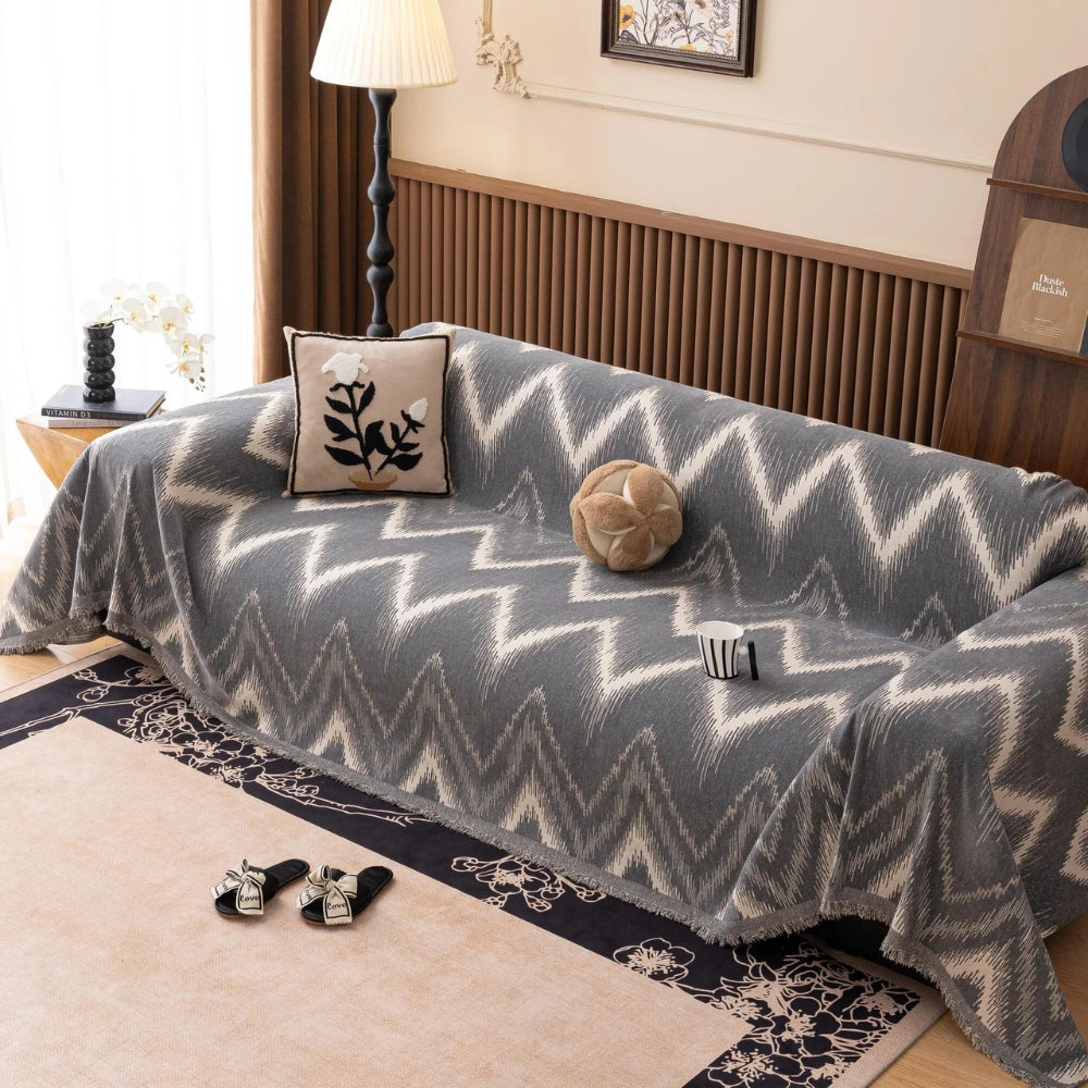 Junips | Ochre Streak Textured Sofa Cover