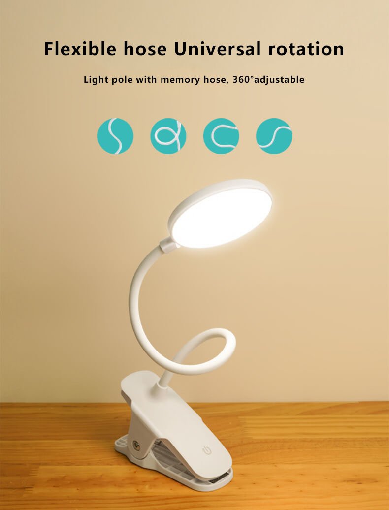 Junips | Simple LED Clip Desk Lamp Rechargeable Eye Protection Night Light