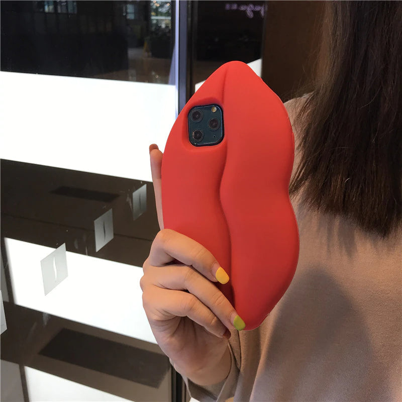 Junips | 3D Big Red Lip Mouth Kiss Soft Silicone Shoulder Iphone Cases