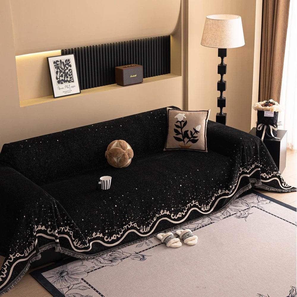 Junips | Cursive Glittering Chenille Sofa Cover