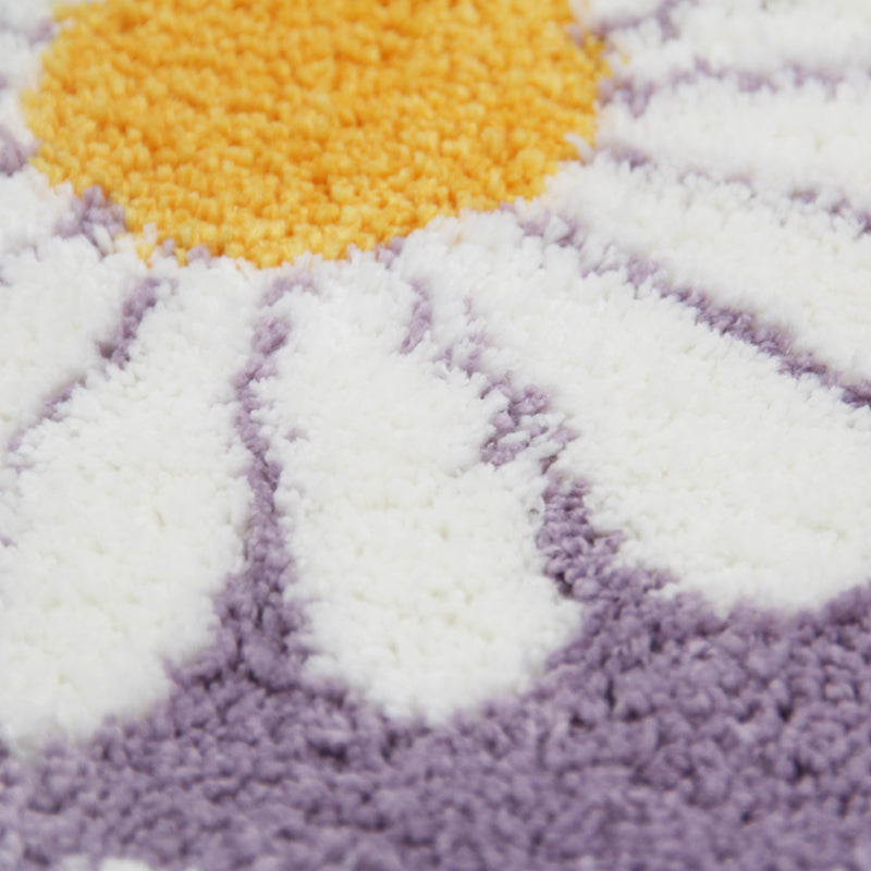 Junips | Feblilac Sweet Daisy Bath Mat, Purple Flower Carpet Bathroom