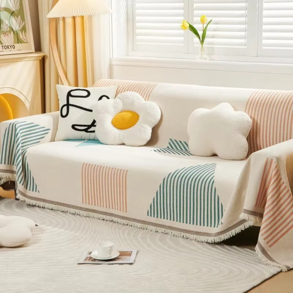 Junips | Meringue Chenille Geometry Sofa Cover