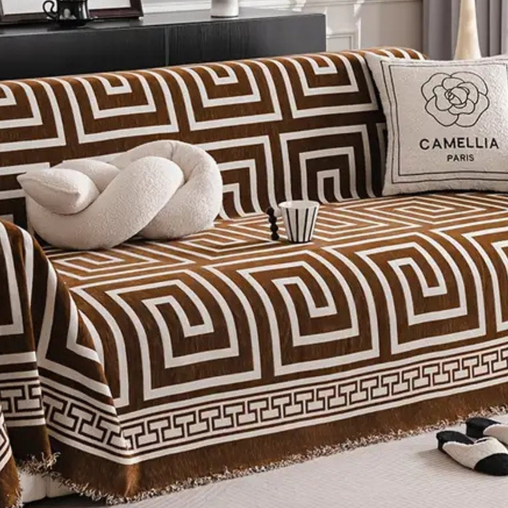 Junips | Meander Tassels Chenille Sofa Cover