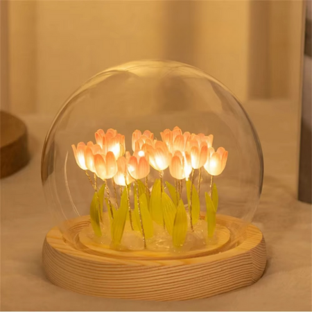 Junips | Handmade Artificial Tulip LED Night Light Bedside Table Lamp for Bedroom and Gift Decor