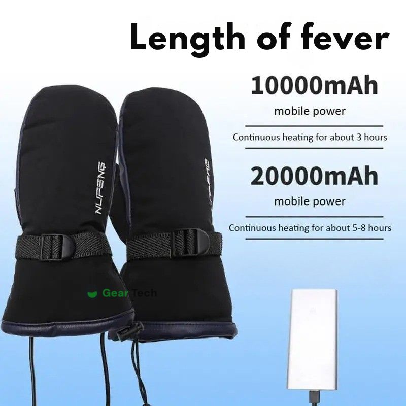 Junips | Electric Heating Gloves | Integrated 10,000 mAh Power Bank | Dual-Sided Carbon Fiber Heating Elements | 3-Stage Thermal Control | Waterproof Down-Fabric & Anti-Slip PU Palm