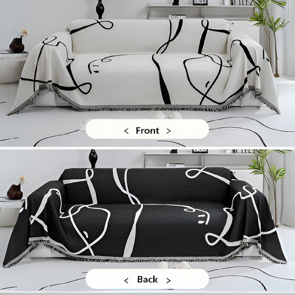 Junips | Abstract Line Reversible Chenille Sofa Cover