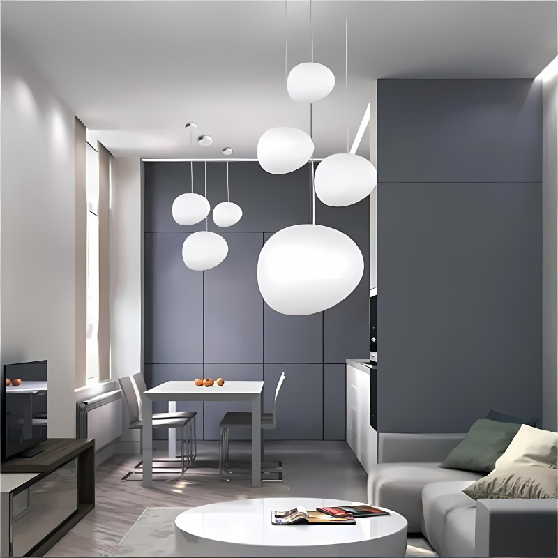 Junips | GloStone | Elegant Glass Pebble Pendant Light