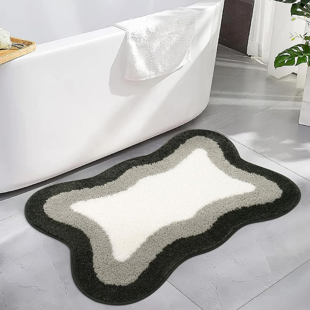 Junips | Black Gradient Bath Mats, Carpet for Bathrooms, Cute Non-Slip Irregular Carpet for Shower Room