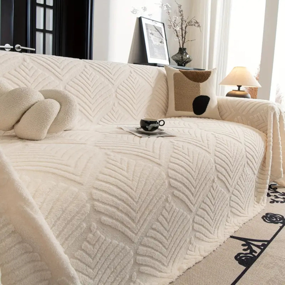 Junips | Herringbone Leaf Design Fleece Sofa Cover