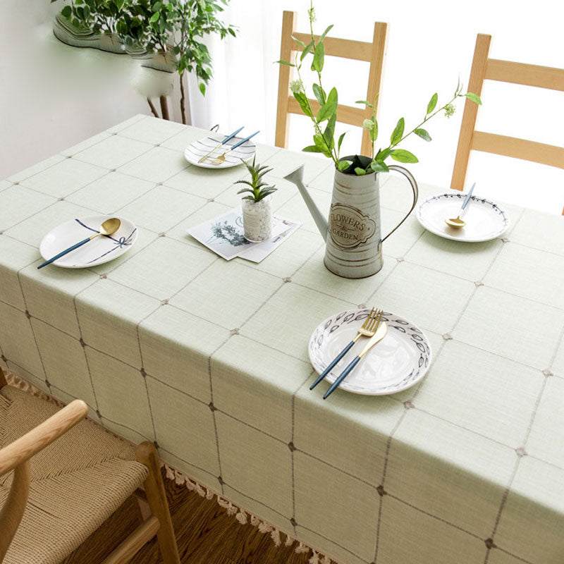 Junips | Waterproof Oil-resistant Rectangular Tablecloth Cotton Linen Wrinkle-resistant Tablecloth for Kitchen Dining Room Buffet Party