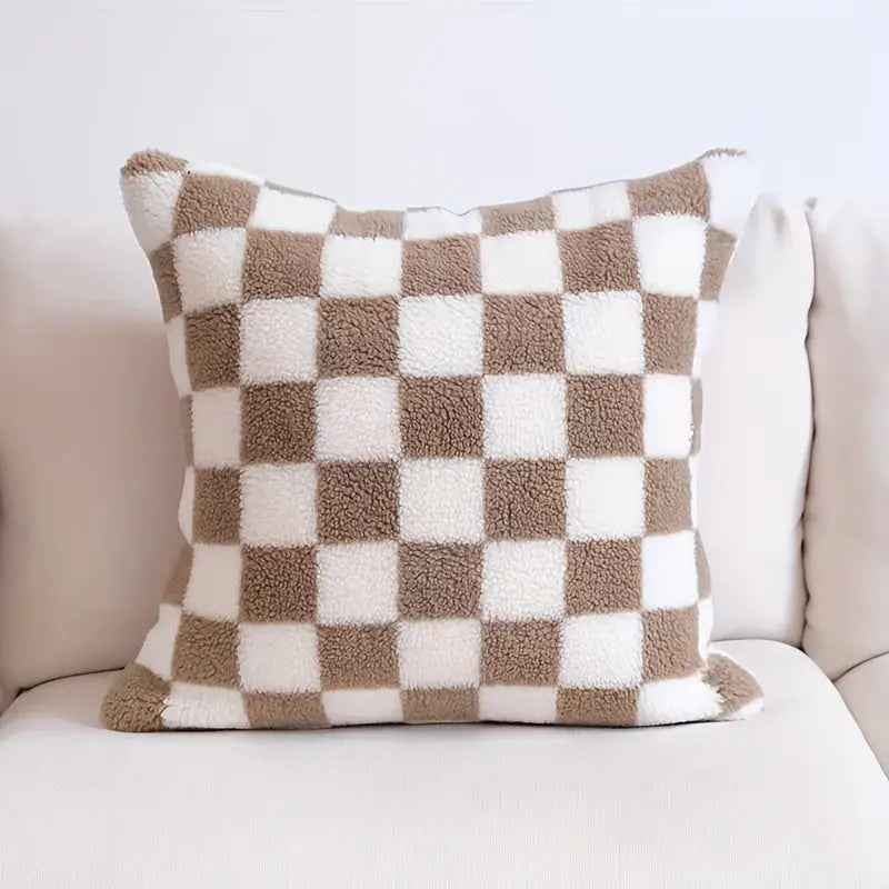 Junips | Checkerboard Faux Fur Pillowcase