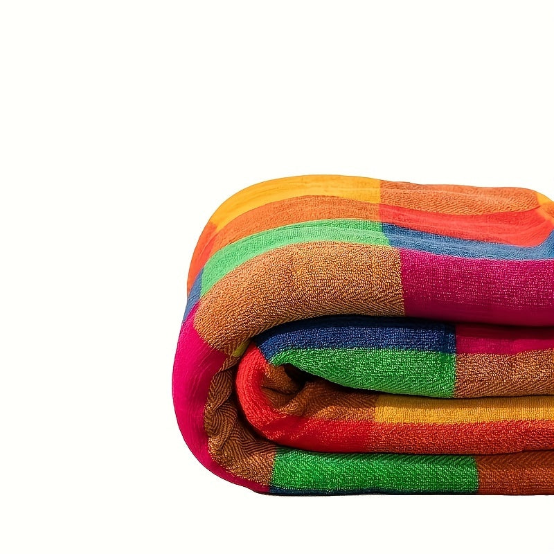 Junips | Coral fleece blanket – Reversible thick Sherpa blanket with a colorful checkered pattern